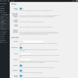 Page screenshot: Woody snippets &rarr; Settings