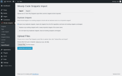 Page screenshot: Woody snippets → Import/Export