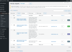 Page screenshot: Woody snippets → Import/Export → 
									Export                                