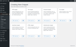 Page screenshot: Woody snippets → + Add snippet