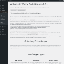 Page screenshot: Woody snippets → About