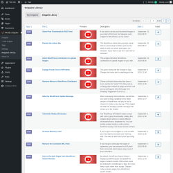 Page screenshot: Woody snippets &rarr; Snippets Library &rarr; 
						Snippets Library					