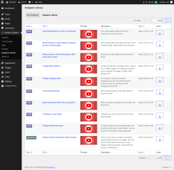 Page screenshot: Woody snippets &rarr; Snippets Library &rarr; 
						Snippets Library					