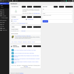 Page screenshot: Dashboard &lsaquo; Test site &mdash; WordPress