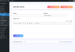 Page screenshot: InspirePulse Quotes &rarr; Add New Quote