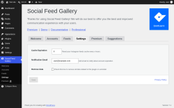 Page screenshot: Social Feed Gallery &rarr; Settings