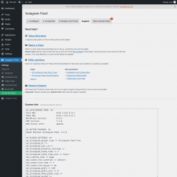 Page screenshot: Instagram Feed &rarr; Support