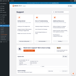 Page screenshot: Instagram Feed &rarr; Support