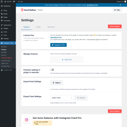 Page screenshot: Instagram Feed &rarr; Settings 