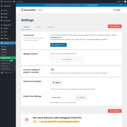 Page screenshot: Instagram Feed &rarr; Settings 