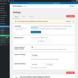 Page screenshot: Instagram Feed &rarr; Settings 