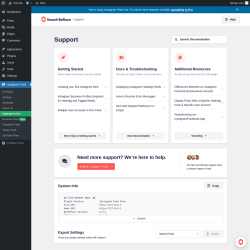 Page screenshot: Instagram Feed &rarr; Support