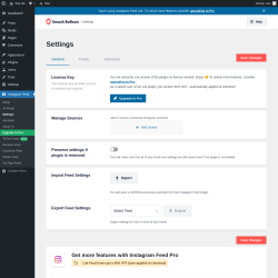 Page screenshot: Instagram Feed &rarr; Settings 