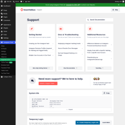 Page screenshot: Instagram Feed &rarr; Support