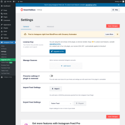 Page screenshot: Instagram Feed &rarr; Settings 