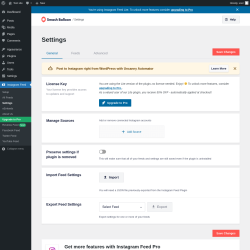 Page screenshot: Instagram Feed &rarr; Settings 