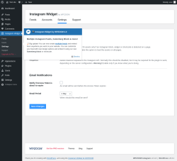 Page screenshot: Instagram Widget &rarr; Settings