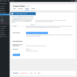 Page screenshot: Instagram Widget &rarr; Settings