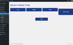 Page screenshot: Insant Popups &rarr; Add New