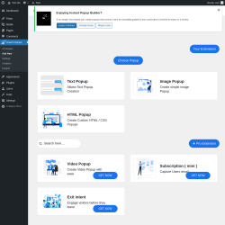 Page screenshot: Insant Popups &rarr; Add New