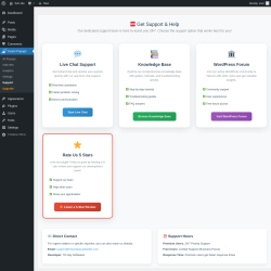 Page screenshot: Insant Popups &rarr; Support