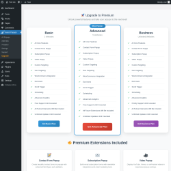 Page screenshot: Insant Popups &rarr; Upgrade