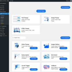 Page screenshot: Instant Popups &rarr; Add New