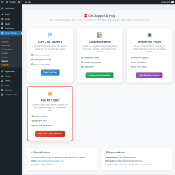 Page screenshot: Instant Popups &rarr; Support