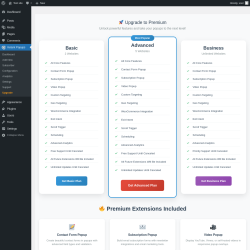 Page screenshot: Instant Popups &rarr; Upgrade