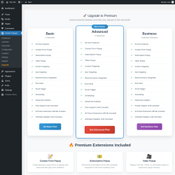 Page screenshot: Instant Popups &rarr; Upgrade