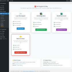 Page screenshot: Instant Popups &rarr; Support