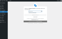 Page screenshot: Integrate Dropbox ‹ Test site — WordPress