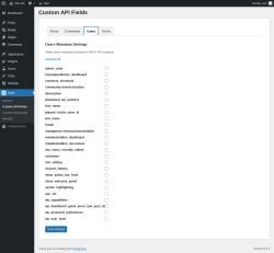 Page screenshot: Make &rarr; Custom API Fields &rarr; Users