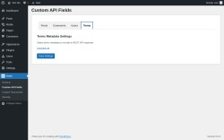 Page screenshot: Make &rarr; Custom API Fields &rarr; Terms