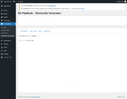 Page screenshot: 3D FlipBook → Shortcode Generator