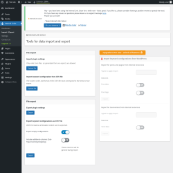 Page screenshot: Internal Links → Import / Export