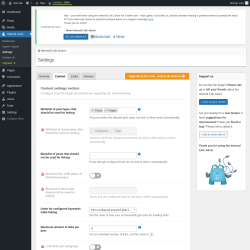 Page screenshot: Internal Links → Settings → 
			   Content			