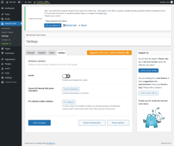 Page screenshot: Internal Links → Settings → 
			   Actions			