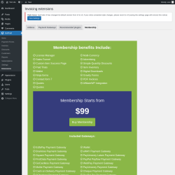 Page screenshot: GetPaid → Extensions → Membership