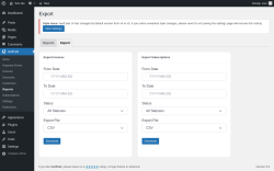 Page screenshot: GetPaid → Reports → Export