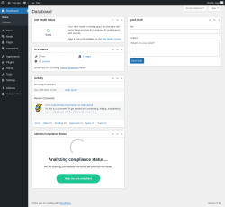 Page screenshot: Dashboard &lsaquo; Test site &mdash; WordPress