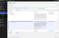 Page screenshot: Plugins &lsaquo; Test site &mdash; WordPress