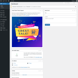 Page screenshot: Dashboard &lsaquo; Test site &mdash; WordPress