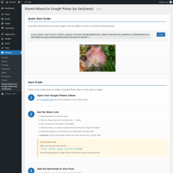 Page screenshot: Shared Albums for Google Photos (by JanZeman) &lsaquo; Test site &mdash; WordPress