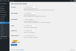 Page screenshot: Settings → jeba social menu