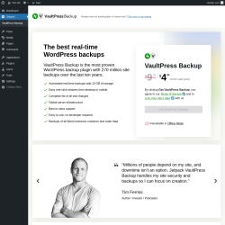 Page screenshot: Jetpack VaultPress Backup ‹ Test site — WordPress