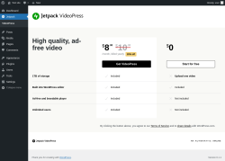 Page screenshot: Jetpack VideoPress ‹ Test site — WordPress