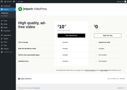 Page screenshot: Jetpack VideoPress ‹ Test site — WordPress