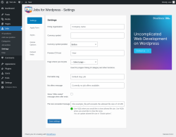 Page screenshot: Jobs → Settings