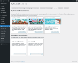 Page screenshot: My Private Site → Add-ons